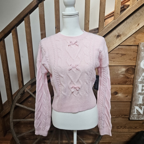 Derek Heart Light Pink Bow Accent Sweater - Picture 1 of 6